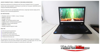 Lenovo ThinkPad P15 i7 11850H *8 CORE* 32GB RAM 512GB SSD UHD NVIDIA T1200 (1399)