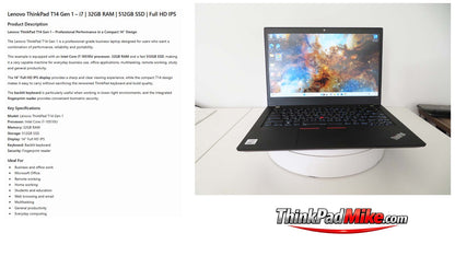 Lenovo ThinkPad T14 i7 10510U 32GB RAM 512GB SSD IPS FHD SCREEN B\LKB (1391)