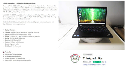 Lenovo ThinkPad P52 i7 *6 CORE* 8850H 2.6Ghz 40GB RAM 512GB IPS B\L KB NVIDIA P2000 (1236)