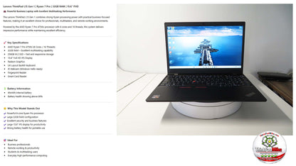 Lenovo ThinkPad L15 AMD Ryzen 7 Pro 8 CORE 32GB RAM 256GB SSD IPS FHD SCREEN B\LKB (1345)