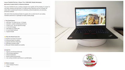 Lenovo ThinkPad P14s AMD Ryzen 7 Pro 8 Core 32GB RAM 512GB SSD IPS Screen (1366)