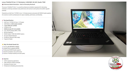 Lenovo ThinkPad P15 i7 10750H *HEX CORE* 32GB RAM 512GB SSD UHD 4K NVIDIA T1000 (1342)
