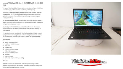Lenovo ThinkPad x13 Gen 1 i7 10610U 16GB RAM 256GB SSD IPS SCREEN B\LKB 4G (1387)
