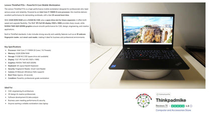 Lenovo ThinkPad P15v i7 11800H *8 CORE* 32GB RAM 512GB SSD IPS NVIDIA T600 WIN11 (1272)