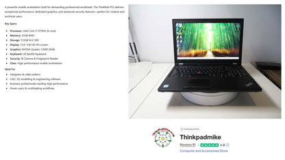 Lenovo ThinkPad P53 i7 *6 CORE* 9750H 2.6Ghz 32GB RAM 512GB SSD IPS B\L KB NVIDIA T1000 (1317)
