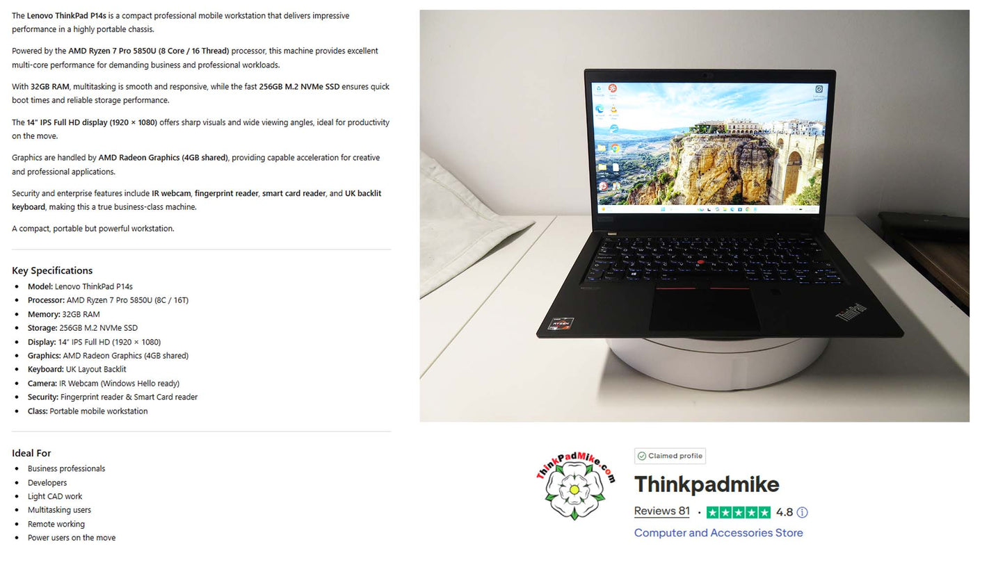 Lenovo ThinkPad P14s Specs