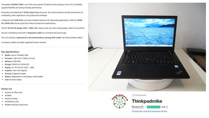Lenovo ThinkPad T480 i7 Specs