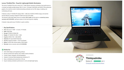 Lenovo ThinkPad P14s i7 1260P **12 Core** 32GB RAM 512GB SSD IPS WUXGA NVIDIA T550 WIN11 (1250)