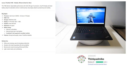 Lenovo ThinkPad T480 i5 8250U 8GB RAM 256GB SSD IPS SCREEN WIN11 (1253)