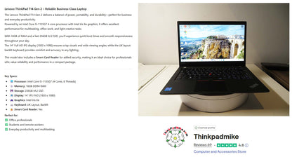 Lenovo ThinkPad T14 i5 1135G7 16GB RAM 256GB SSD IPS FHD SCREEN B\LKB (1235)