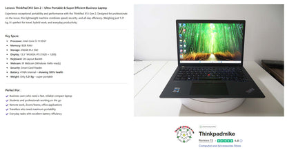 Lenovo ThinkPad x13 Gen 2 i5 1135G7 8GB RAM 256GB SSD WUXGA IPS SCREEN B\LKB (1243)