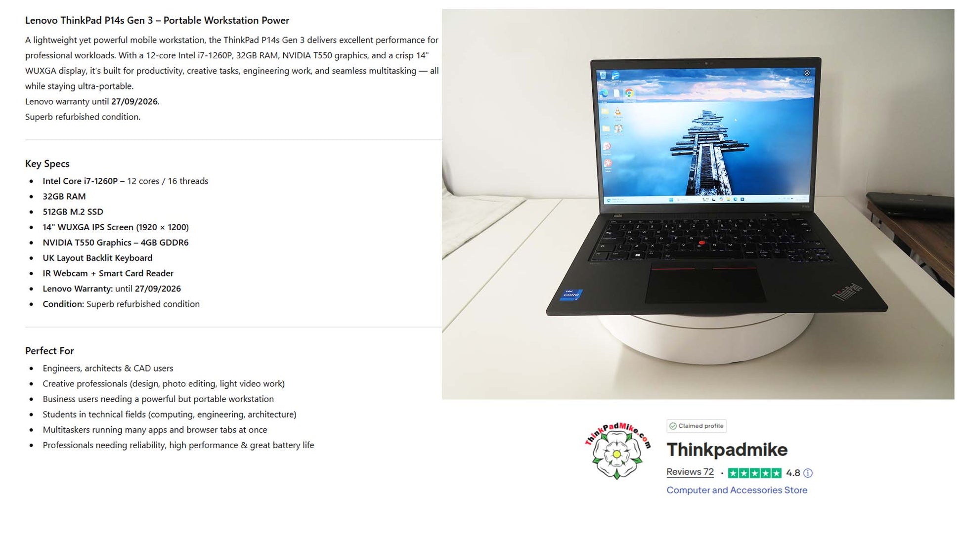 Lenovo ThinkPad P14s Gen 3 workstation laptop