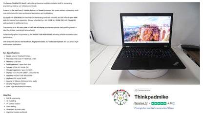 Lenovo ThinkPad P15 i7 11850H *8 CORE* 32GB RAM 512GB SSD UHD NVIDIA T1200 (1300)