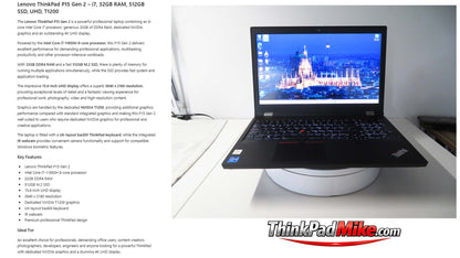 Lenovo ThinkPad P15 i7 11850H *8 CORE* 32GB RAM 512GB SSD UHD NVIDIA T1200 (1388)