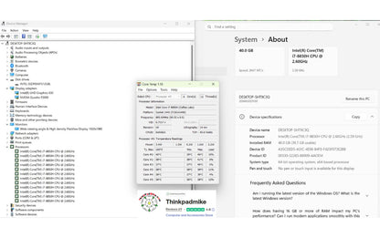 Lenovo ThinkPad P52 i7 *6 CORE* 8850H 2.6Ghz 40GB RAM 512GB IPS B\L KB NVIDIA P2000 (1236)