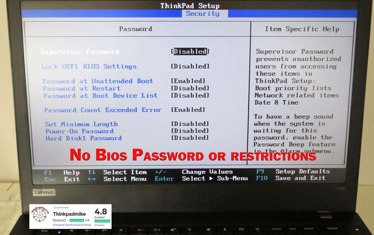 Lenovo ThinkPad T480 i5 8250U 16GB RAM 256GB SSD IPS SCREEN WIN11 (1226)