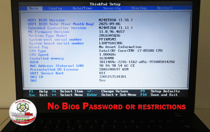 Lenovo ThinkPad T480 i7-8550U 16GB 256GB SSD 14" HD Dual Bats  (1367)
