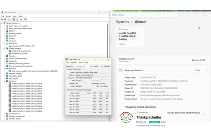 Computer system information displayed on a screen with Thinkpadmike branding.