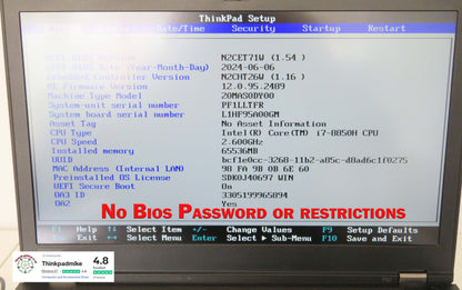 Lenovo ThinkPad P52 i7 *HEX CORE* 8850H 2.6Ghz 64GB RAM 512GB + 120GB IPS B\L KB NVIDIA P2000 WIN11 (1151)