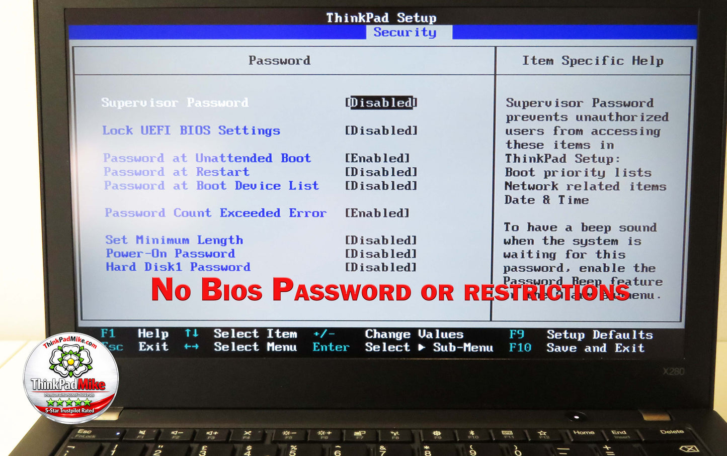 Lenovo ThinkPad x280 i5 8250U 1.6Ghz 8GB RAM 256GB SSD IPS Touch Screen (728)