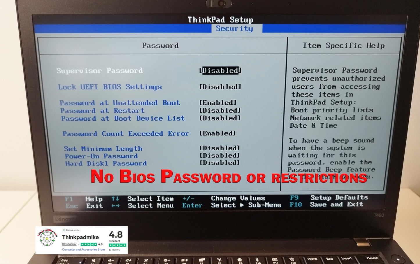 Lenovo ThinkPad T480 i5 8250U 32GB RAM 256GB SSD IPS TOUCH SCREEN (1214)