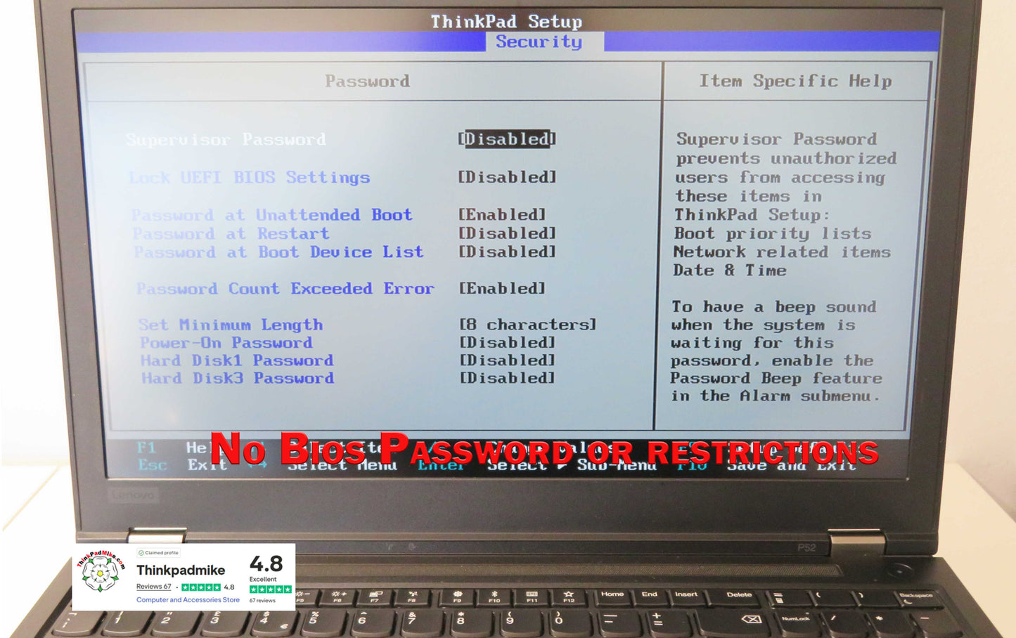 Lenovo ThinkPad P52 i7 *HEX CORE* 8850H 2.6Ghz 64GB RAM 512GB + 128GB IPS B\L KB NVIDIA P2000 WIN11 (1041)