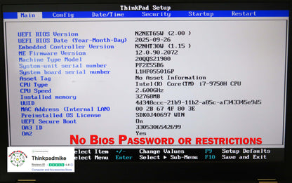 Lenovo ThinkPad P53 i7 *6 CORE* 9750H 2.6Ghz 32GB RAM 512GB SSD IPS B\L KB NVIDIA T1000 (1317)