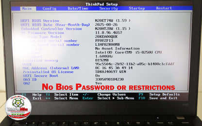 Lenovo ThinkPad x280 i5 8250U 1.6Ghz 8GB RAM 256GB SSD IPS Touch Screen (727)