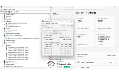 Lenovo ThinkPad x390 i7 1.9Ghz 8665U 16GB RAM 512GB SSD IPS Touch Screen B\L KB (1094)