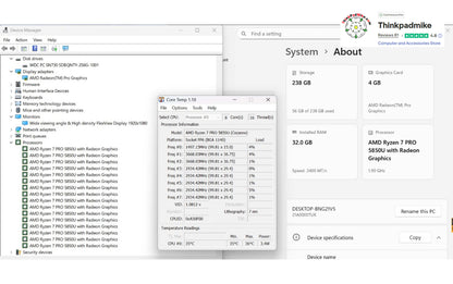 Lenovo ThinkPad P14s AMD Ryzen 7 Pro 8 Core 32GB RAM 256GB SSD IPS Screen (1306)