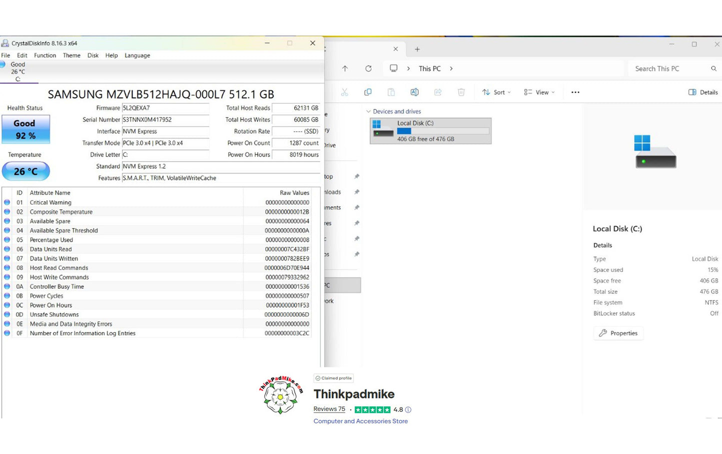 Lenovo ThinkPad P52 i7 *6 CORE* 8850H 2.6Ghz 64GB RAM 512GB SSD IPS B\L KB NVIDIA P2000 (1276)