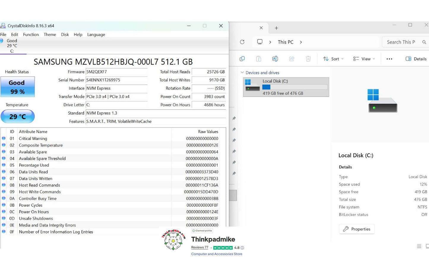 Lenovo ThinkPad P14s AMD Ryzen 7 Pro 8 Core 32GB RAM 512GB SSD IPS Screen (1290)