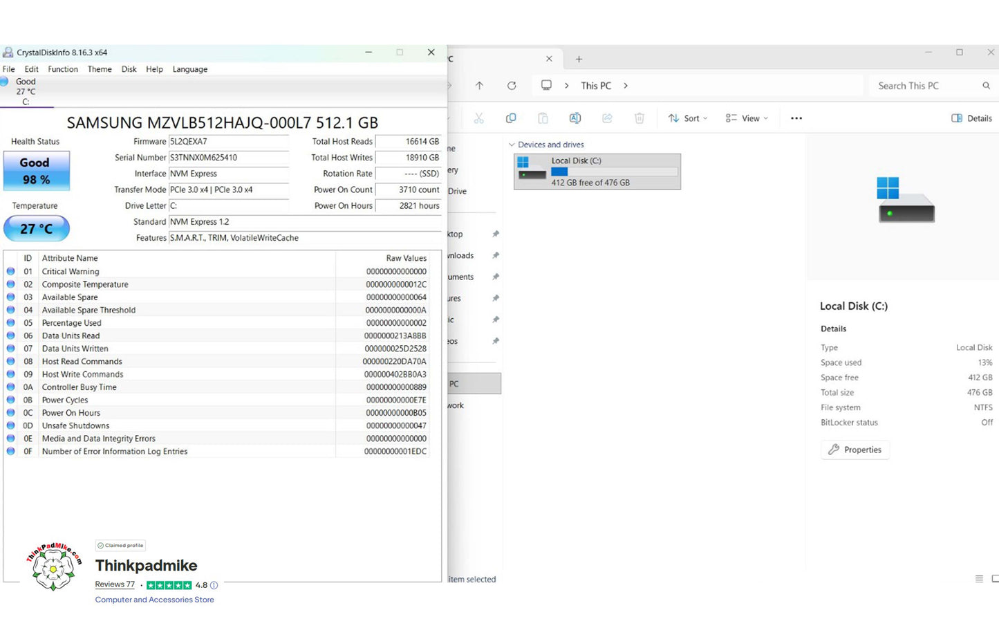 Lenovo ThinkPad P1  i7 *6 CORE* 8750H 2.2Ghz 32GB RAM 512GB SSD IPS B\L KB NVIDIA P1000 (1296)