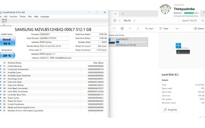 Lenovo ThinkPad P14s AMD Ryzen 7 Pro 8 Core 16GB RAM 512GB SSD IPS Screen (1291)