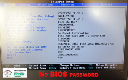 Lenovo ThinkPad T480 i7 8550U 32GB RAM 256GB SSD IPS FHD SCREEN (1065)