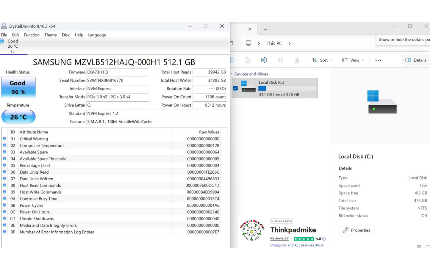 Lenovo ThinkPad T480 i7 8650U 32GB RAM 512GB SSD IPS TOUCH SCREEN (1234)