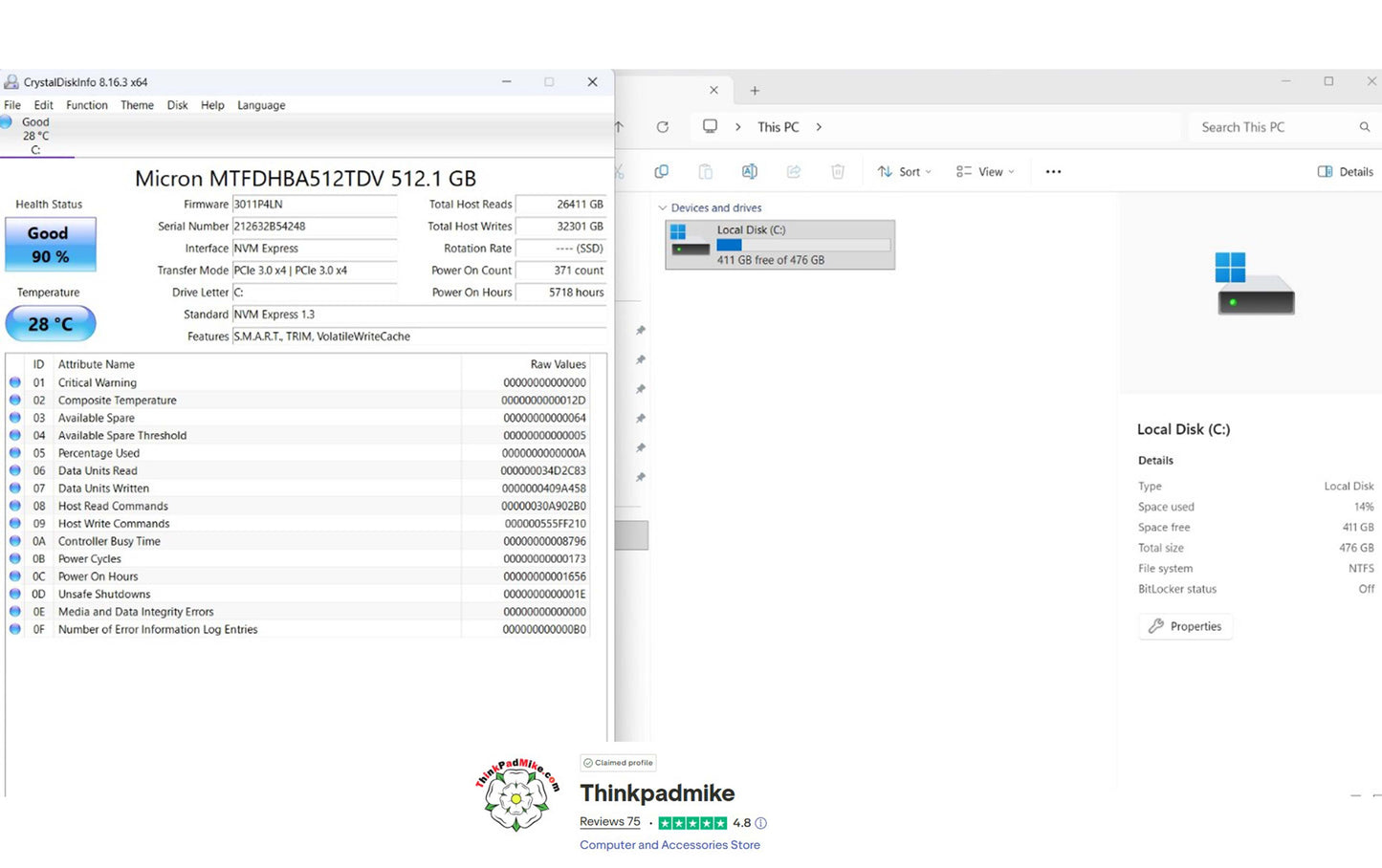 Lenovo ThinkPad P15v i7 11800H *8 CORE* 32GB RAM 512GB SSD IPS NVIDIA T600 WIN11 (1272)