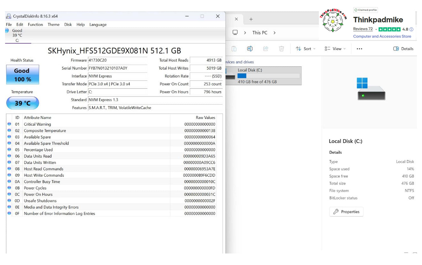 Lenovo ThinkPad P14s i7 1270P **12 Core** 32GB RAM 512GB SSD IPS WUXGA NVIDIA T550 WIN11 (1251)