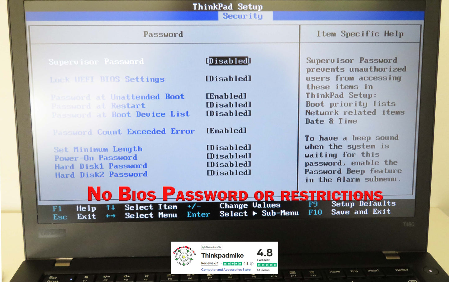 Lenovo ThinkPad T480 i7 8550U 32GB RAM 2 x 256GB SSDs IPS SCREEN B\L KB (1195)
