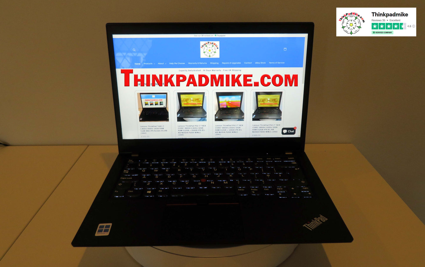 Lenovo ThinkPad T490 i7 1.9Ghz 8665U 32GB RAM 512GB SSD IPS Screen Backlit Keyboard (1044)