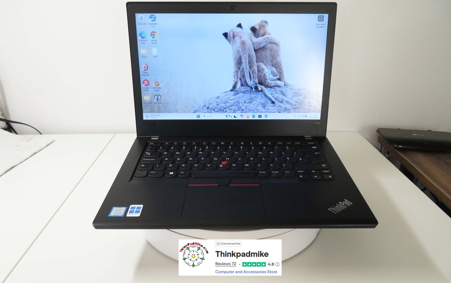 ThinkPad T480 front view with 14-inch IPS display