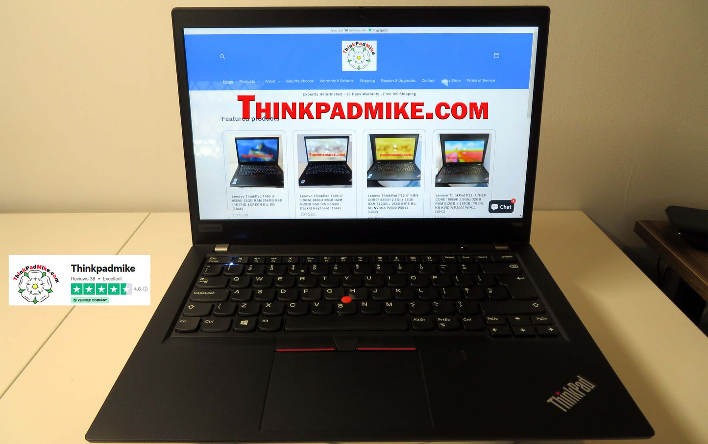 Lenovo ThinkPad T490 i7 1.8Ghz 8565U 16GB RAM 512B SSD IPS Screen (1050)