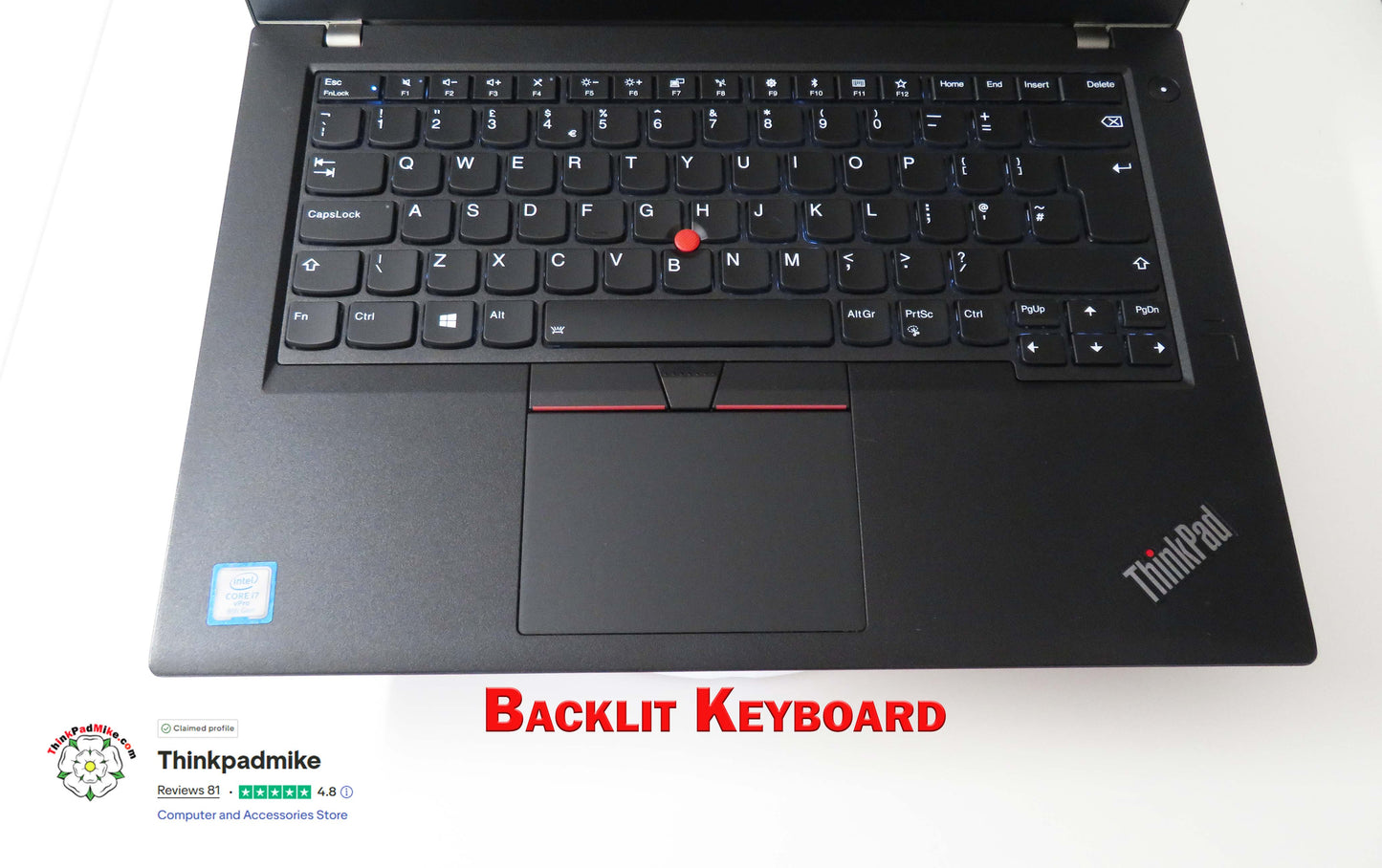 Lenovo ThinkPad T480 i7 8650U 16GB RAM 256GB SSD IPS SCREEN B\L KB (1321)