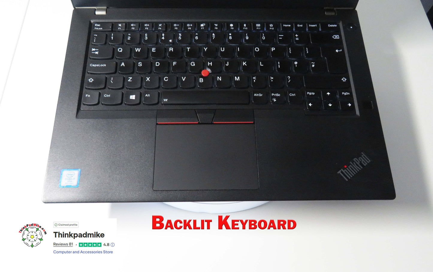 Lenovo ThinkPad T480 i7 8650U 16GB RAM 256GB SSD IPS SCREEN B\L KB (1322)