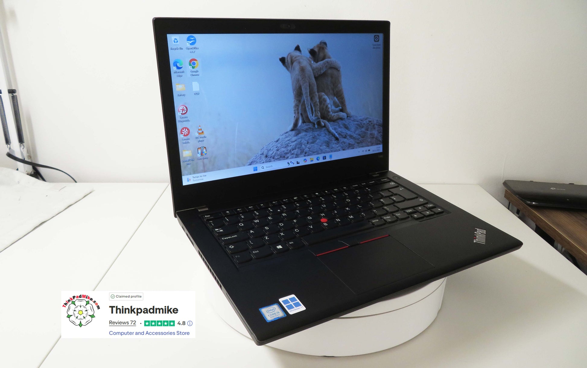 Lenovo ThinkPad T480 laptop open showing keyboard and screen