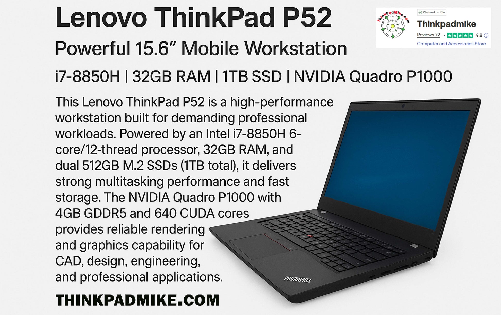 Lenovo ThinkPad P52 6-core i7-8850H workstation laptop