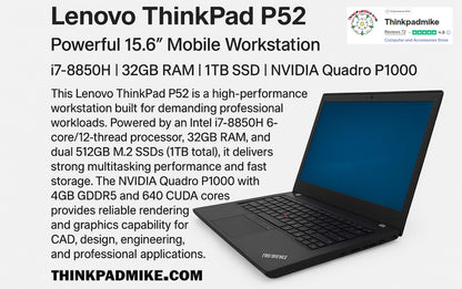 Lenovo ThinkPad P52 6-core i7-8850H workstation laptop