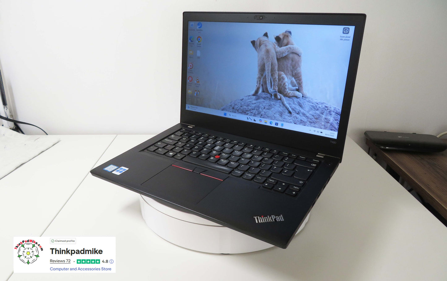 Lenovo ThinkPad T480 laptop open showing keyboard and screen