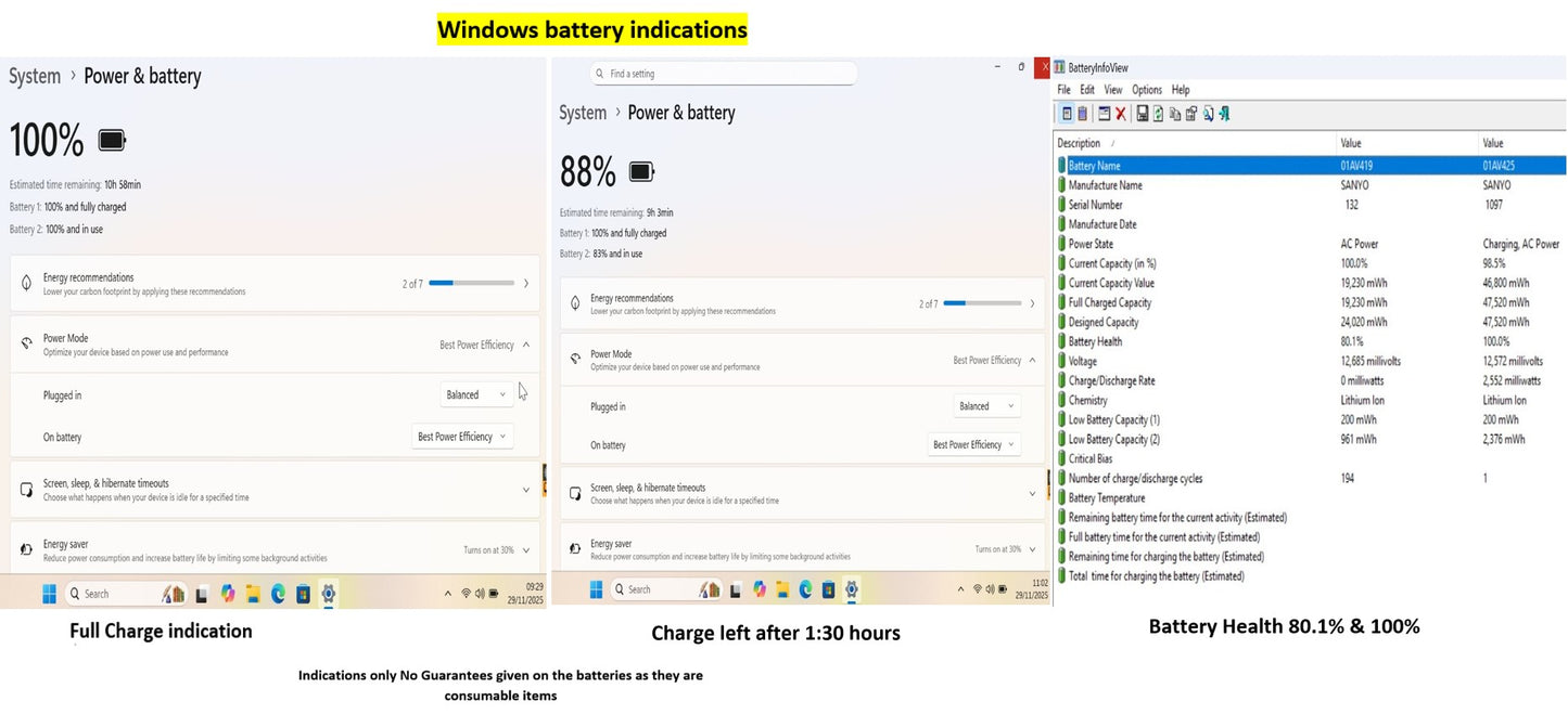 ThinkPad T480 battery health report
