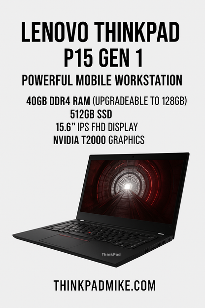 Lenovo ThinkPad P15 i7 *HEX CORE* 10850H 2.7Ghz 40GB RAM 512GB IPS B\L KB NVIDIA T2000 (1201)